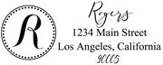 Solid Line and Dot Border Letter R Monogram Stamp Sample